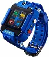 Blue TickTalk kids' smartwatch with touchscreen, icons, and strap.