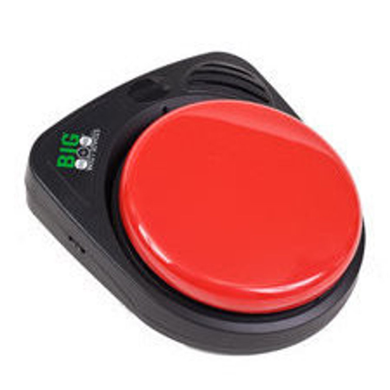 Large red button with a black base, used for accessibility.