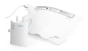 A white, medical air-flation device and fluid bag. The device is electronic and has indicator lights.