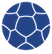Blue sphere composed of interconnected pentagons and hexagons.