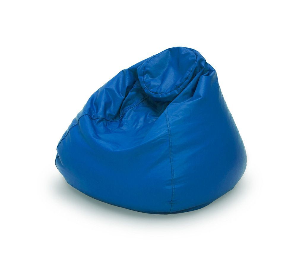 Blue beanbag chair on a white background.