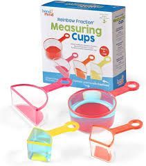 Rainbow fraction measuring cups, educational toy for kids.