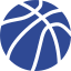 Blue basketball with white lines.