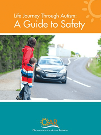 A person with autism walking towards a crosswalk with a car approaching. Title: 