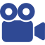 Blue vintage film camera icon.