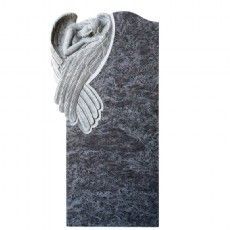 Ein Grabstein mit einer Engelsstatue darauf.