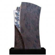 Ein Grabstein mit Blumen darauf auf weißem Hintergrund.