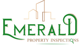 The brandmark for Emerald Property Inspections is green and gold.