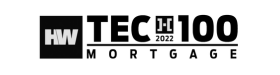 A black and white logo for hw tech 100 mortgage