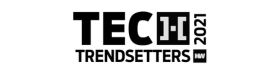A black and white logo for tech trendsetters 2021
