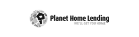 A black and white logo for planet home lending