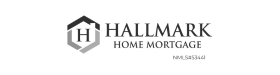 A black and white logo for hallmark home mortgage.