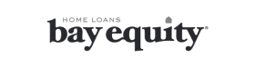 A black and white logo for bay equity home loans