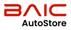 Logotipo de BAIC AutoStore en rojo y negro.
