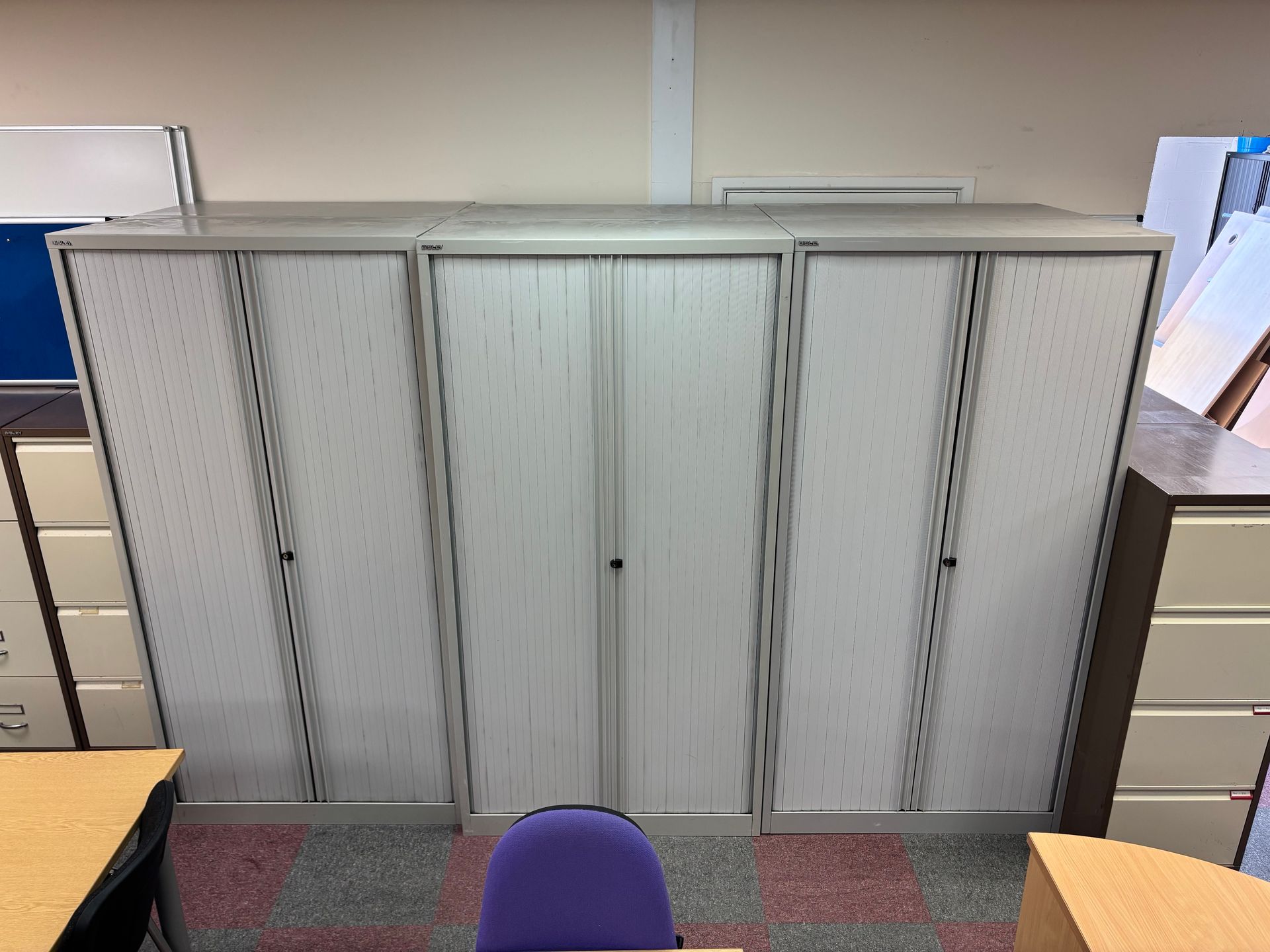 Tambour Cupboard - Metal - Grey