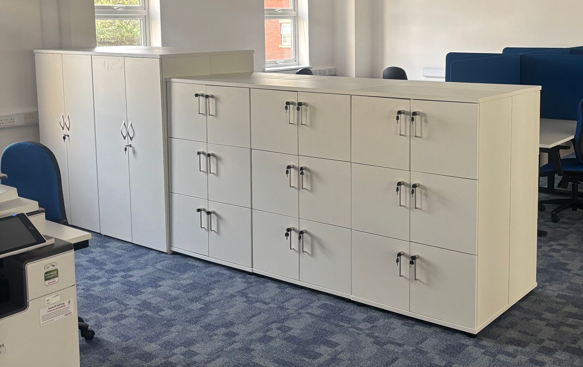 Wooden Storage Lockers 6 Door - White - White Doors