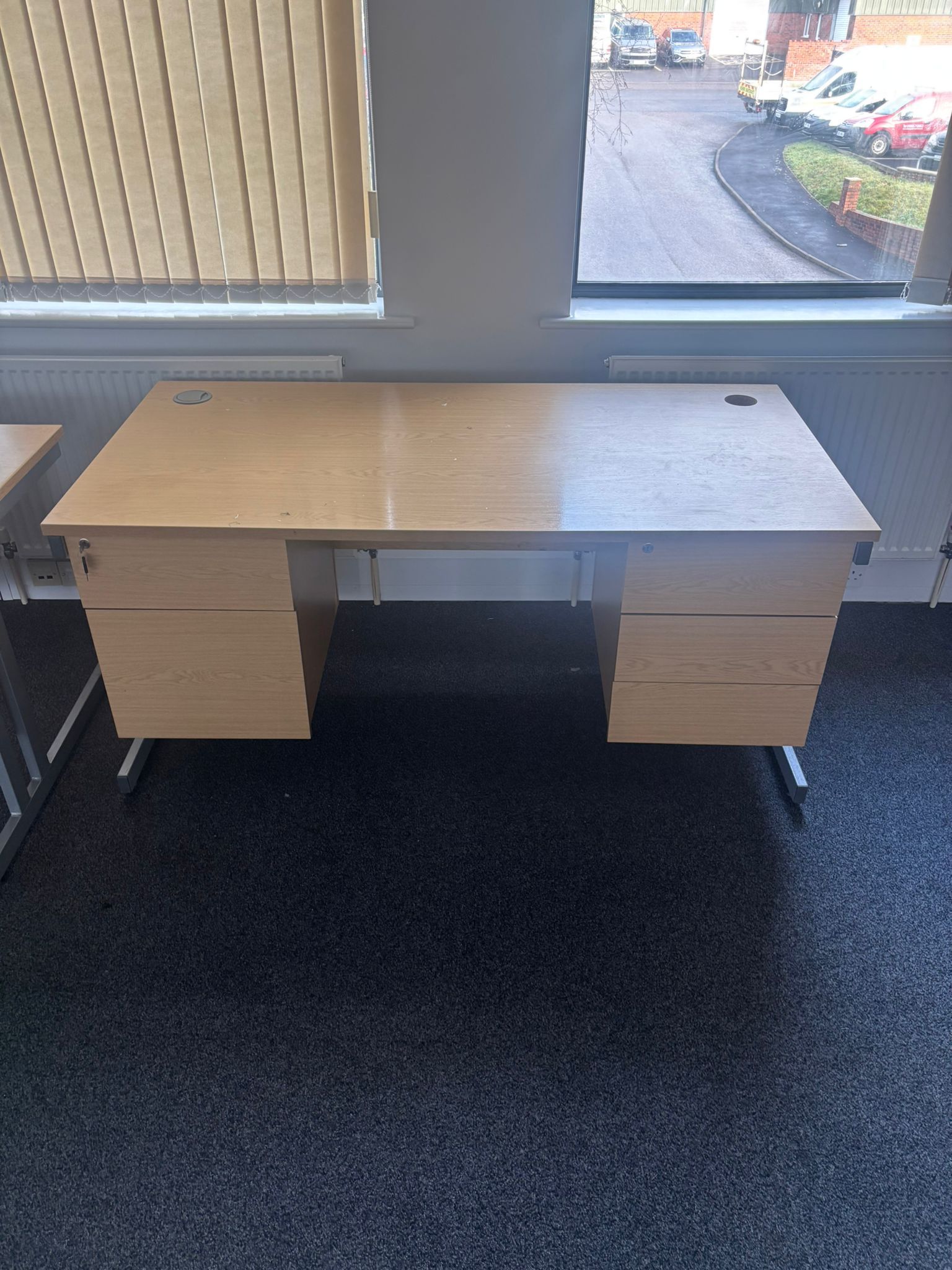 Used Straight Desk - Attached Pedestals