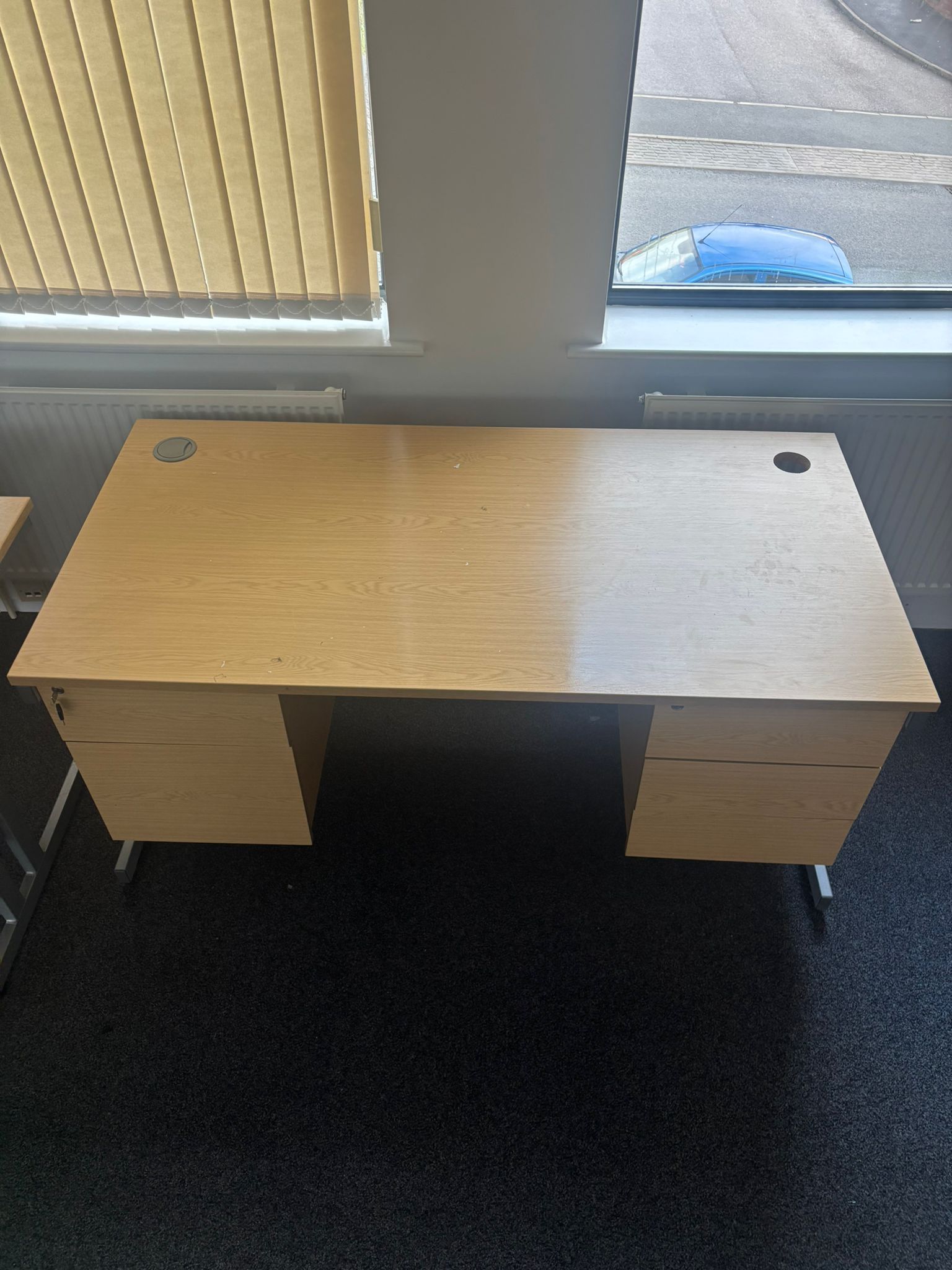 Used Straight Desk - Attached Pedestals