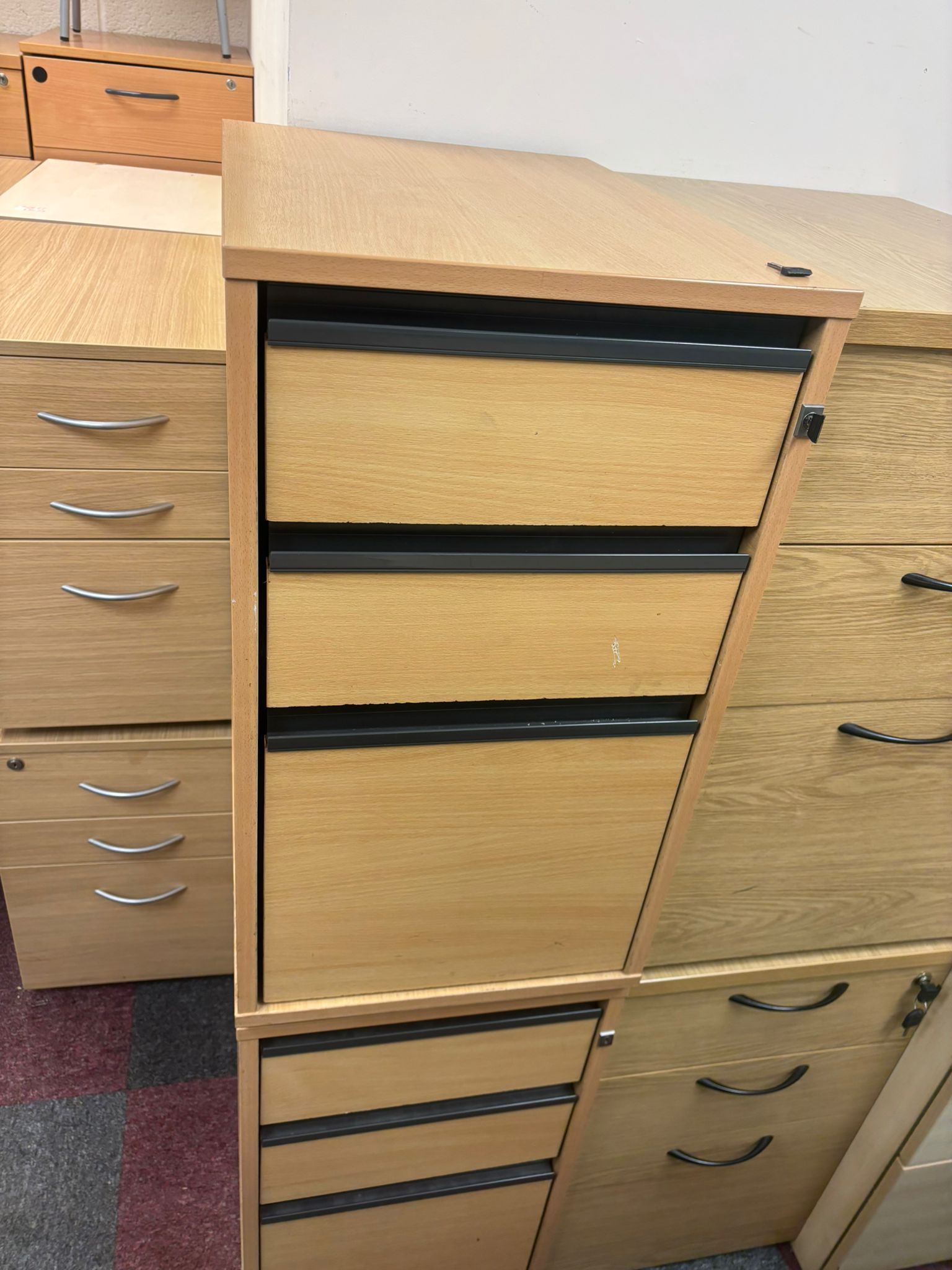 Used Desk High Pedestals With Filing Drawer