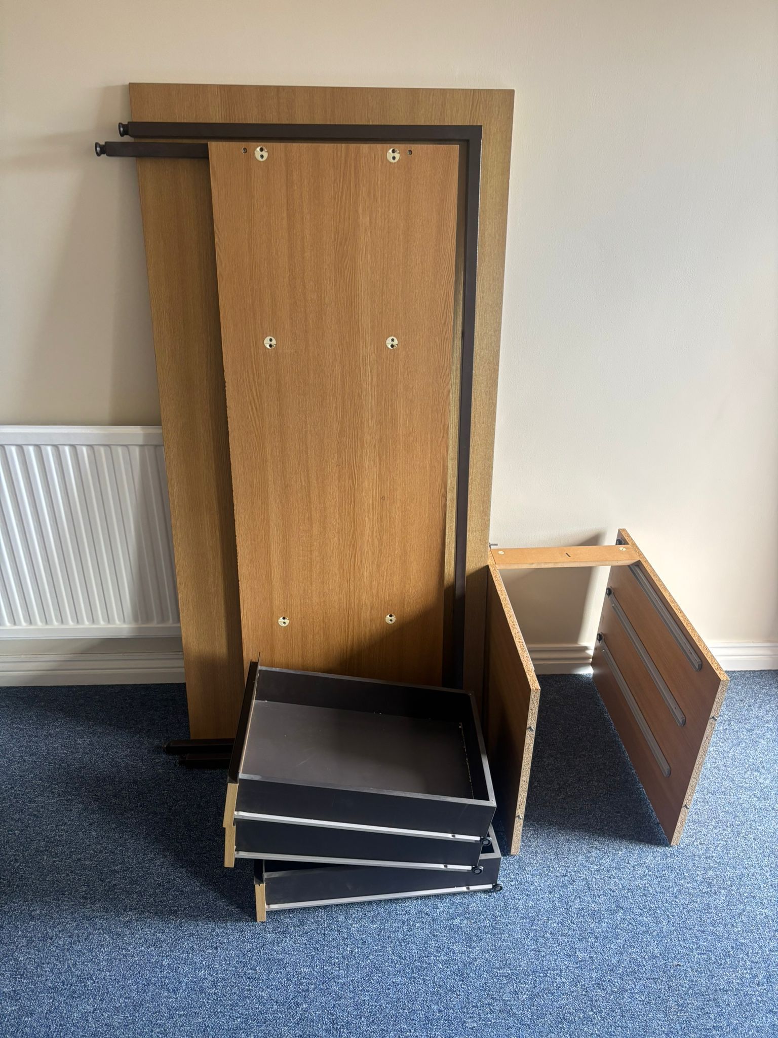 Used Straight Desk With Built In Pedestal - Three Drawer