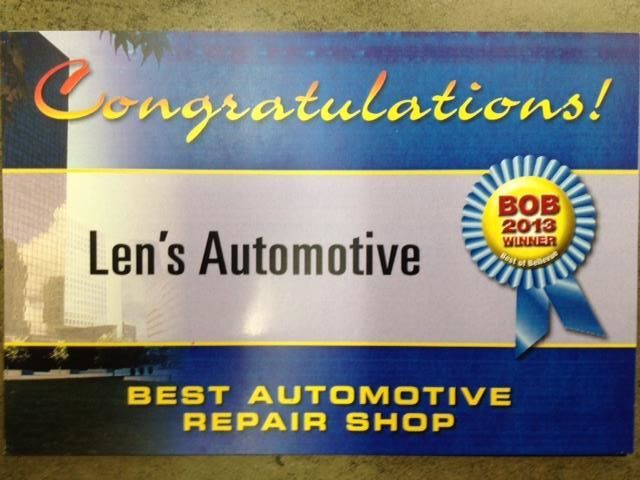 Certificate | Len's Automotive
