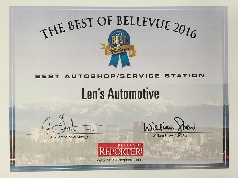 Certificate | Len's Automotive
