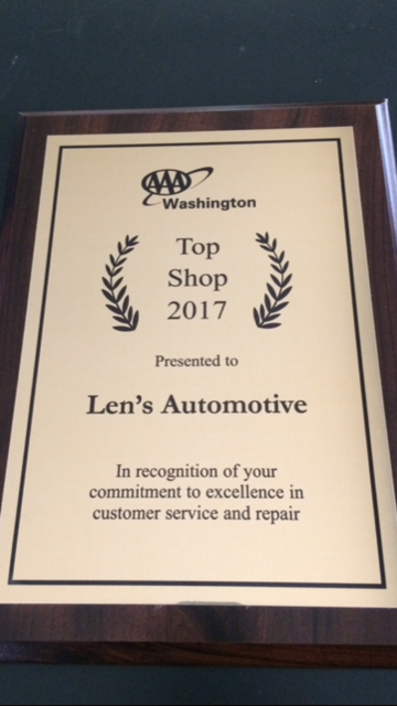 Certificate | Len's Automotive
