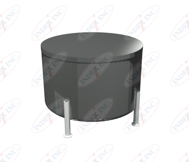 A black cylinder with three legs and the word index on it