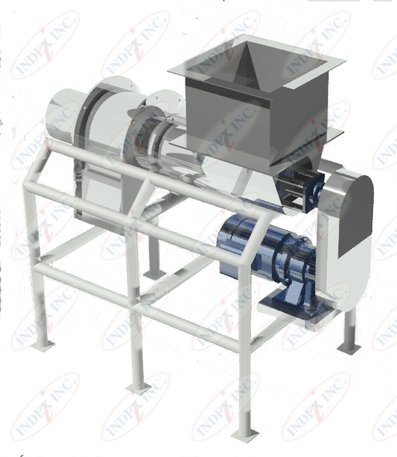 A stainless steel machine with a stainless steel container on top of it