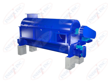 A blue machine is sitting on concrete blocks on a white background.