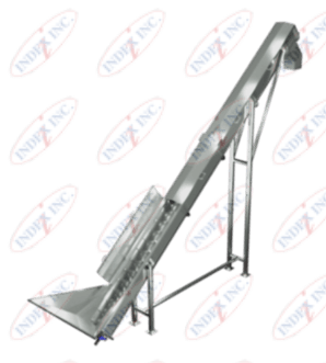 A conveyor belt made by index inc. is shown on a white background