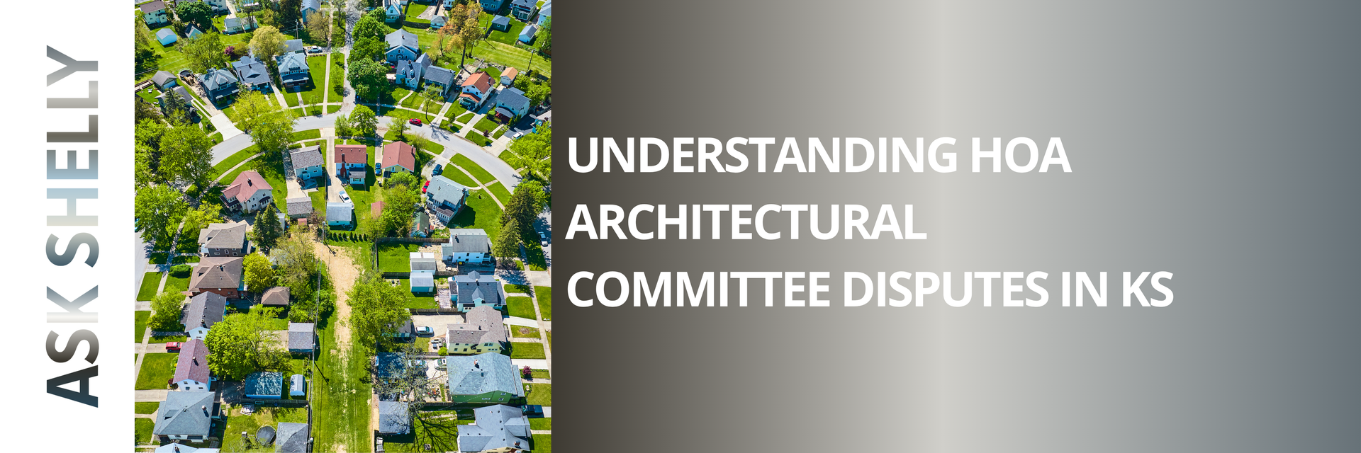 An aerial view of a suburban neighborhood next to text reading: