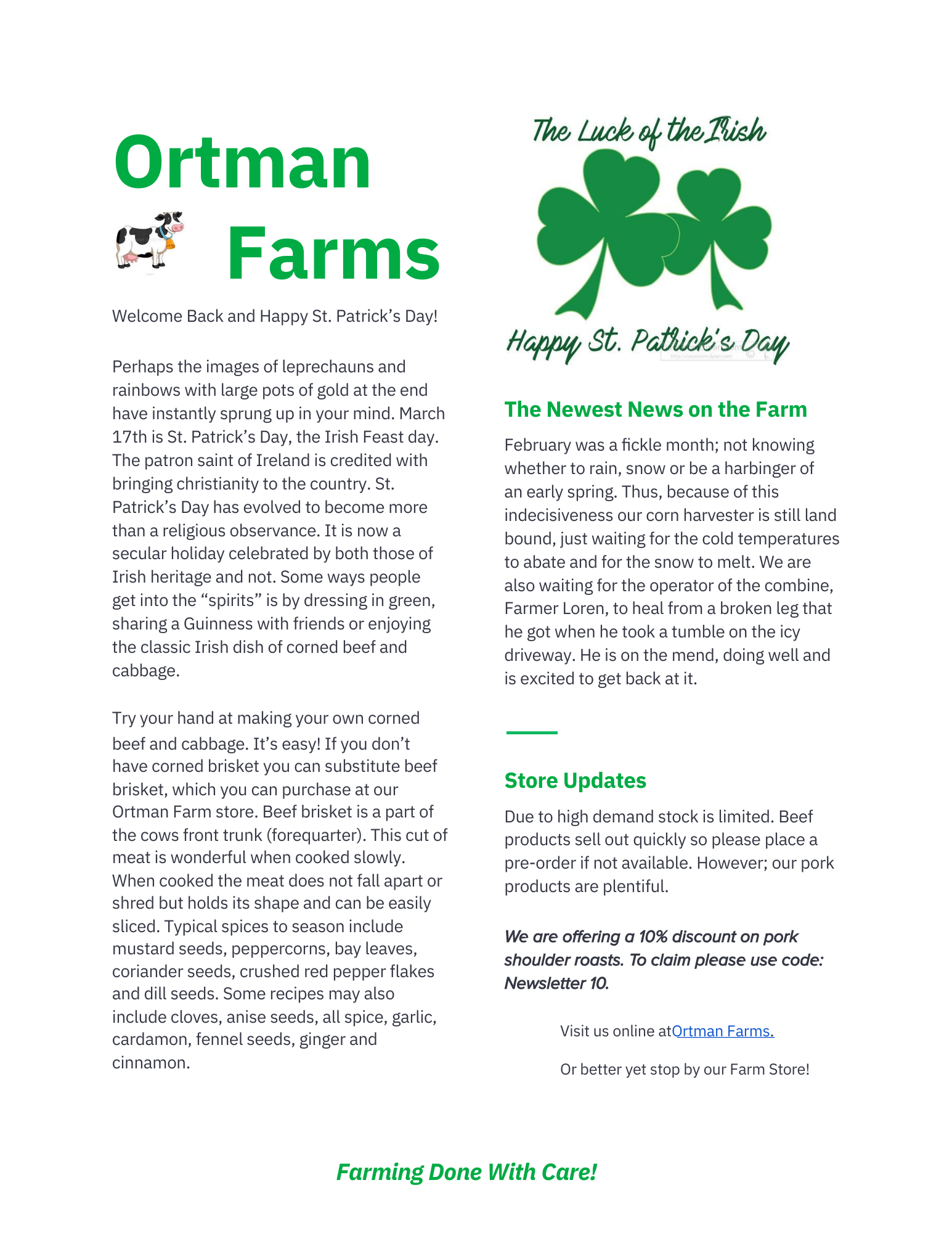 Ortman Farms Newsletter for March 2023