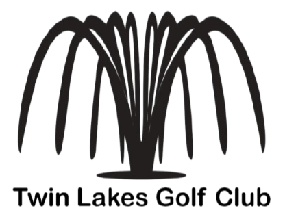 Black logo for Twin Lakes Golf Club, featuring a stylized fountain.