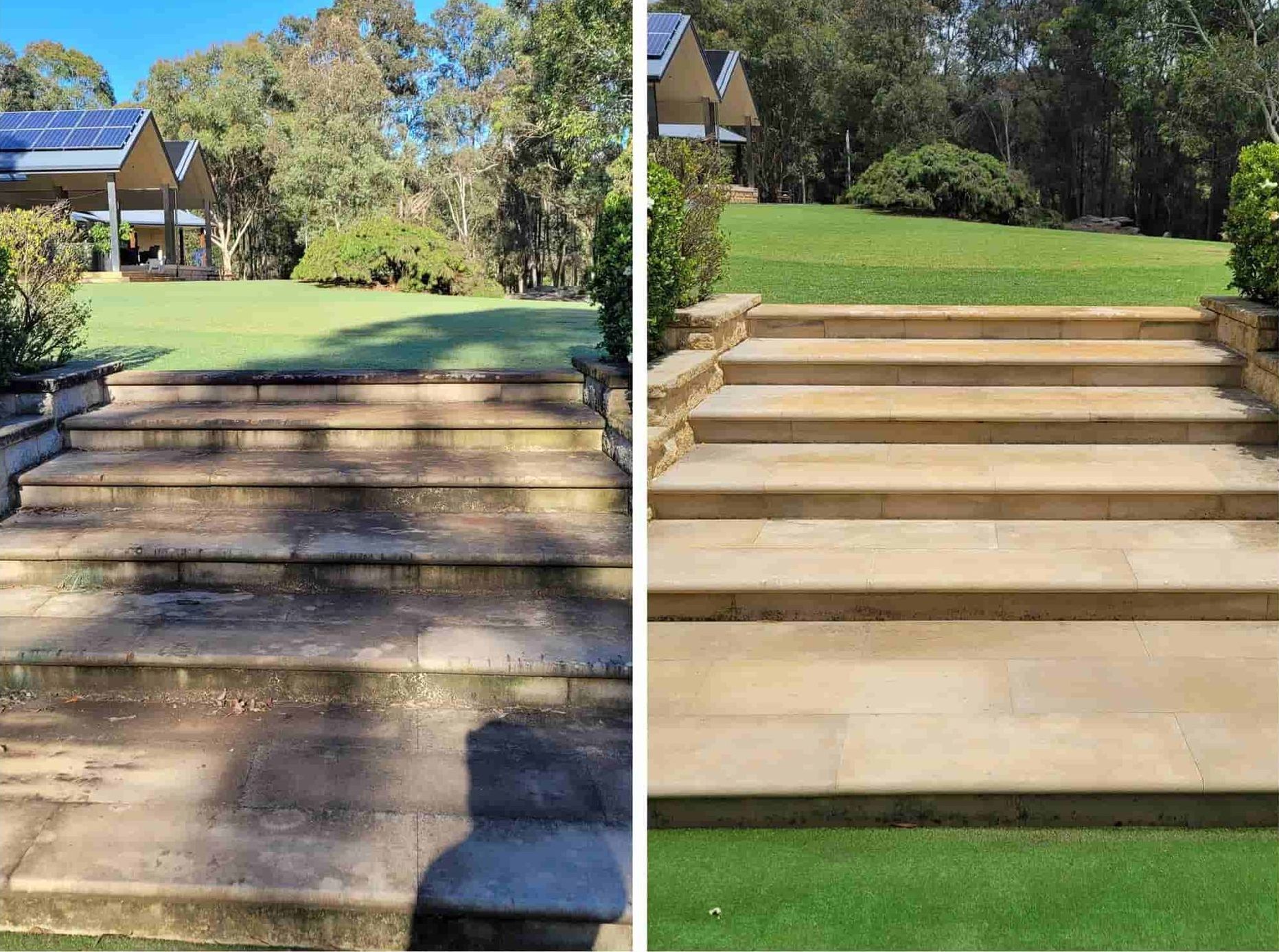 Stone Steps Before and After Cleaning — Exquisite Exterior Cleaning In St Huberts Island, NSW