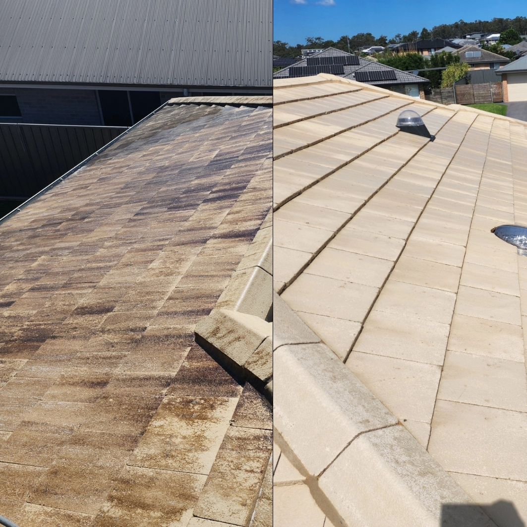Side-by-side Comparison of Roofs — Exquisite Exterior Cleaning in North Gosford, NSW