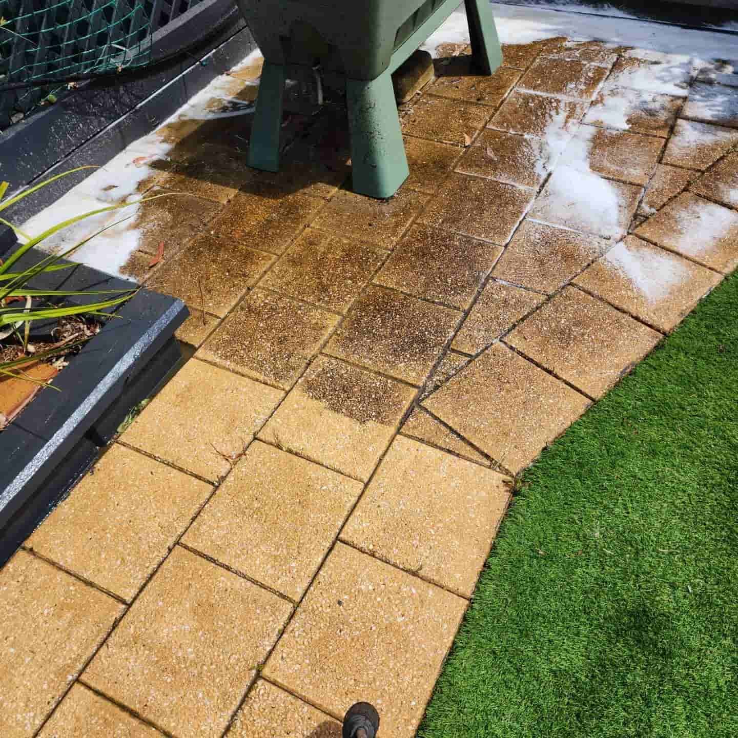 Wet Patio Tiles With Soap Suds — Exquisite Exterior Cleaning In Tuggerah, NSW