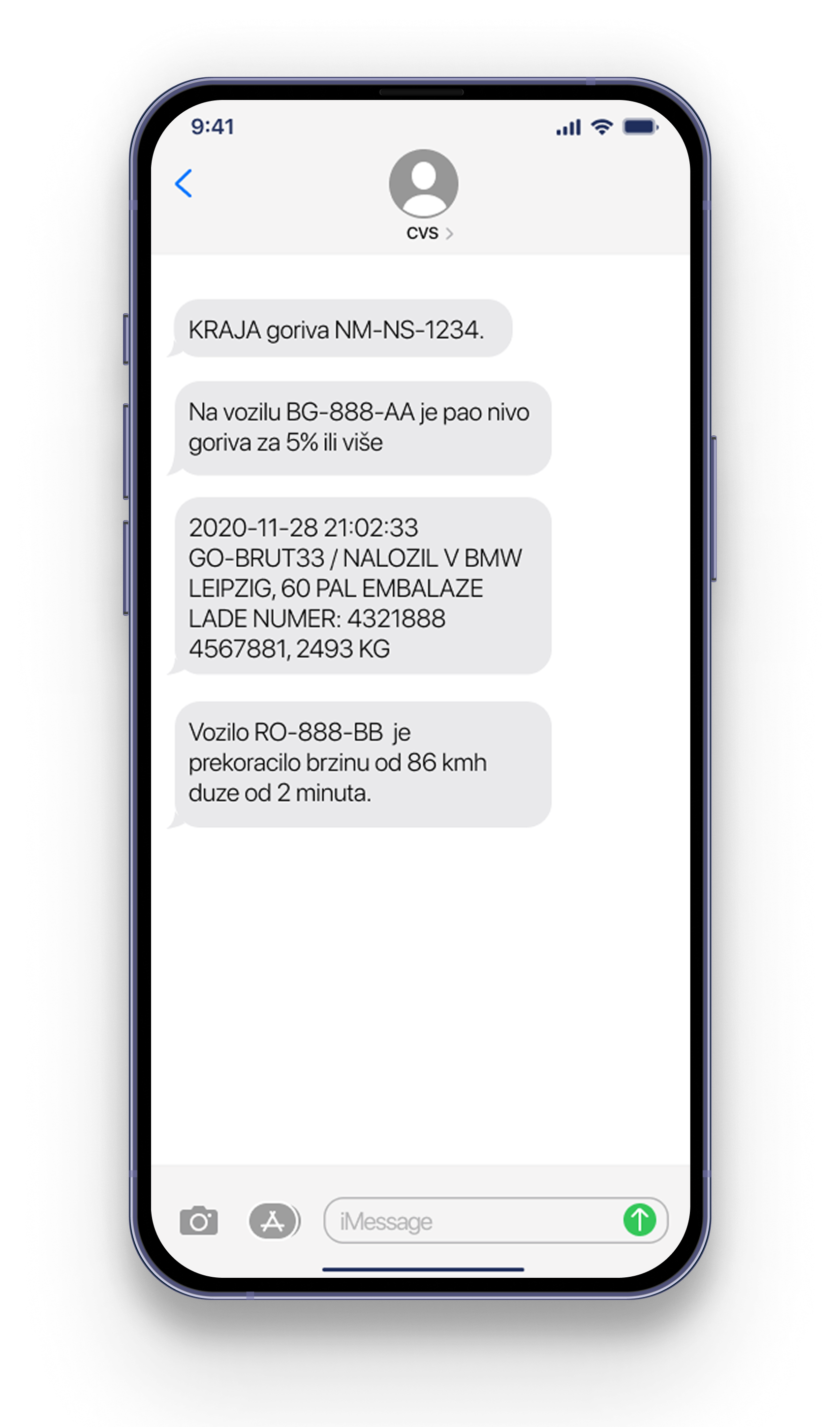 Zaslon pametnega telefona, ki prikazuje pogovor prek besedilnih sporočil.