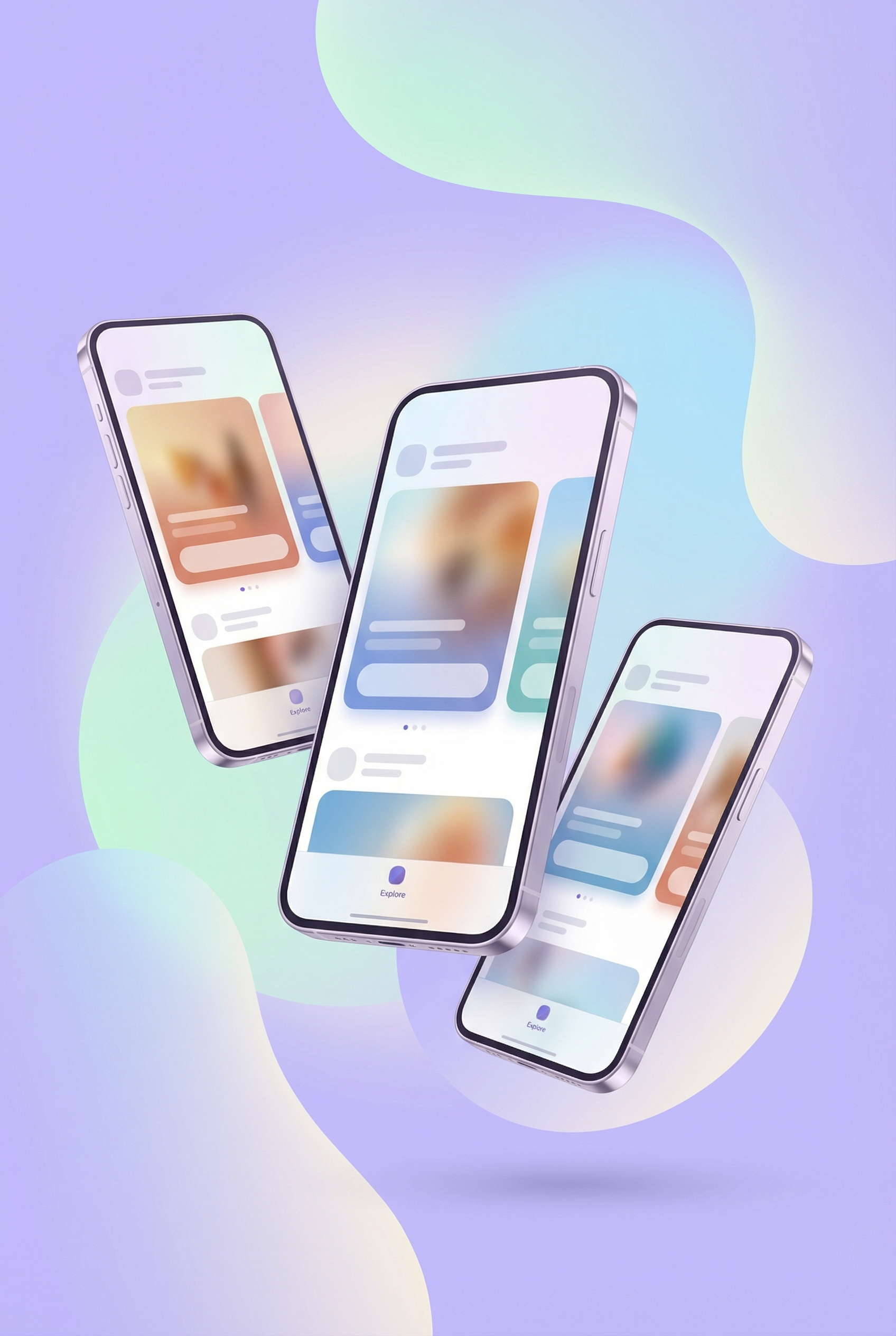 3D-ilustracija pametnega telefona, ki prikazuje spletno trgovino z oblačili in nakupovalnimi vrečkami na gradientnem ozadju.