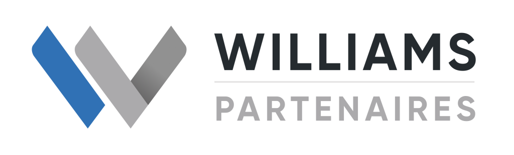 Un logo pour Williams Partenaires avec une coche bleue et grise