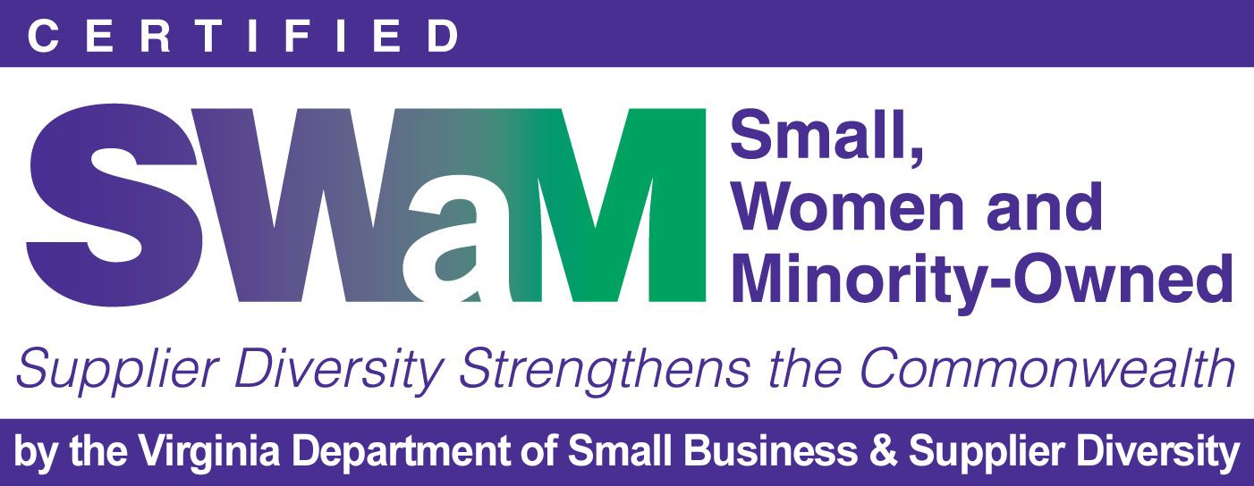 SWaM logo: purple and green text, 