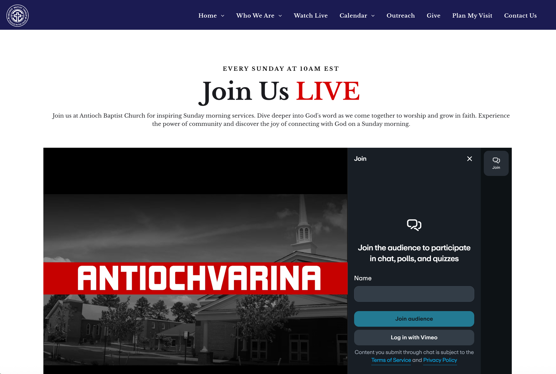 Website with a 