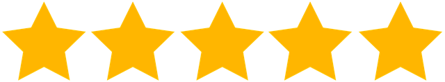 Five yellow stars in a row, suggesting a five-star rating.