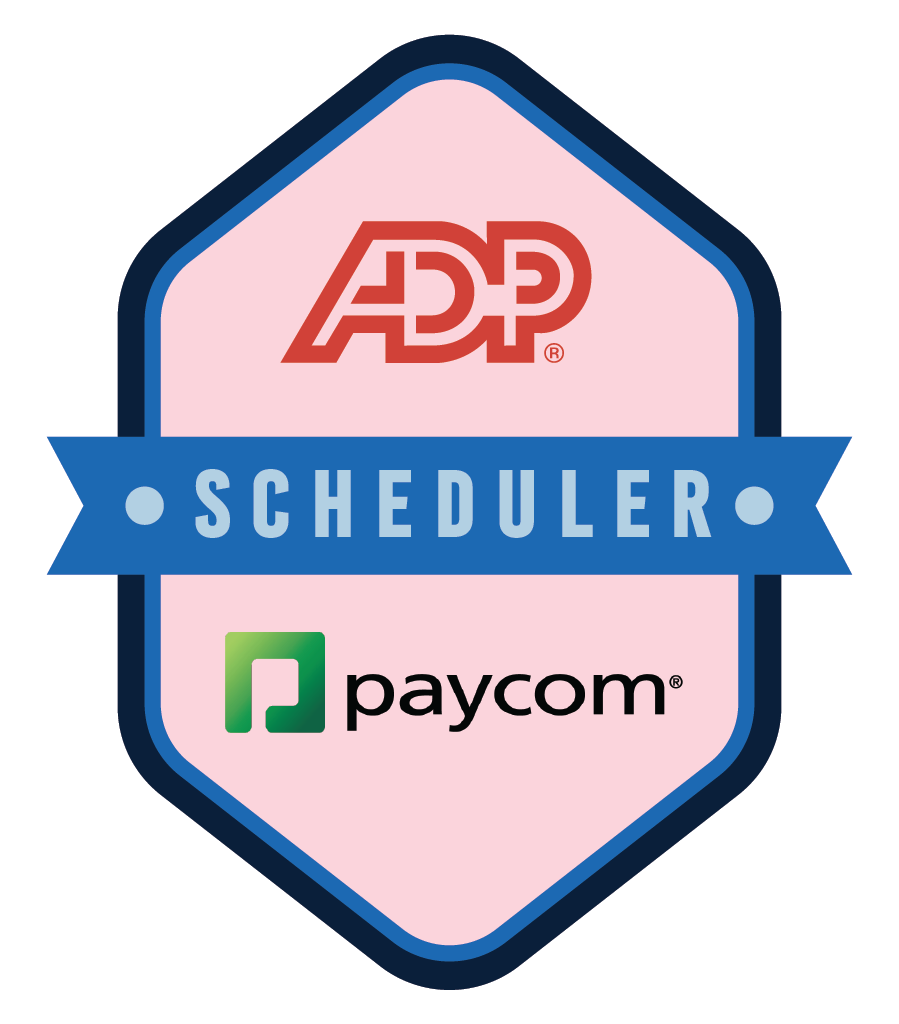 A badge that says scheduler on it