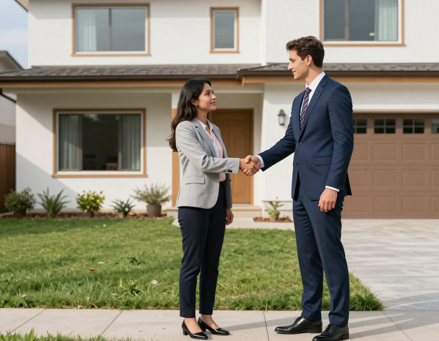 Professional handshake with tenant