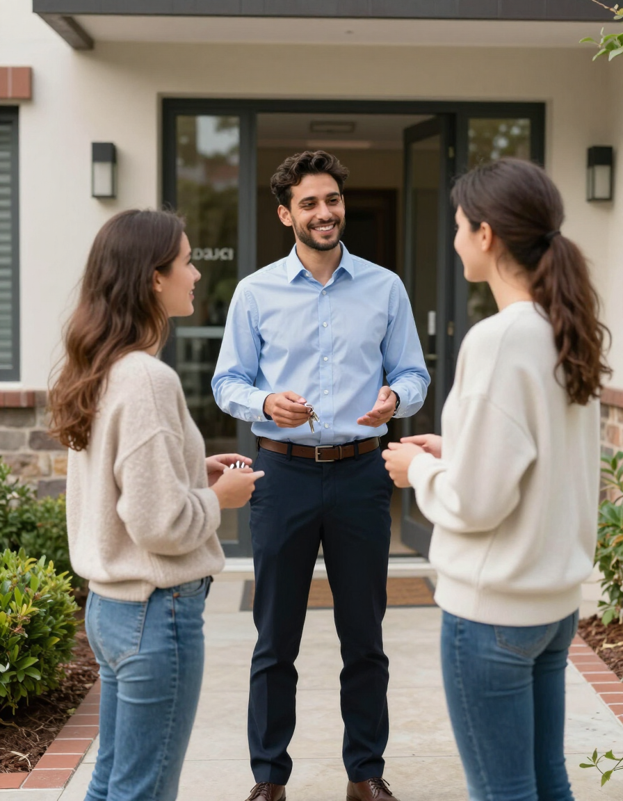 Property manager meeting with tenant