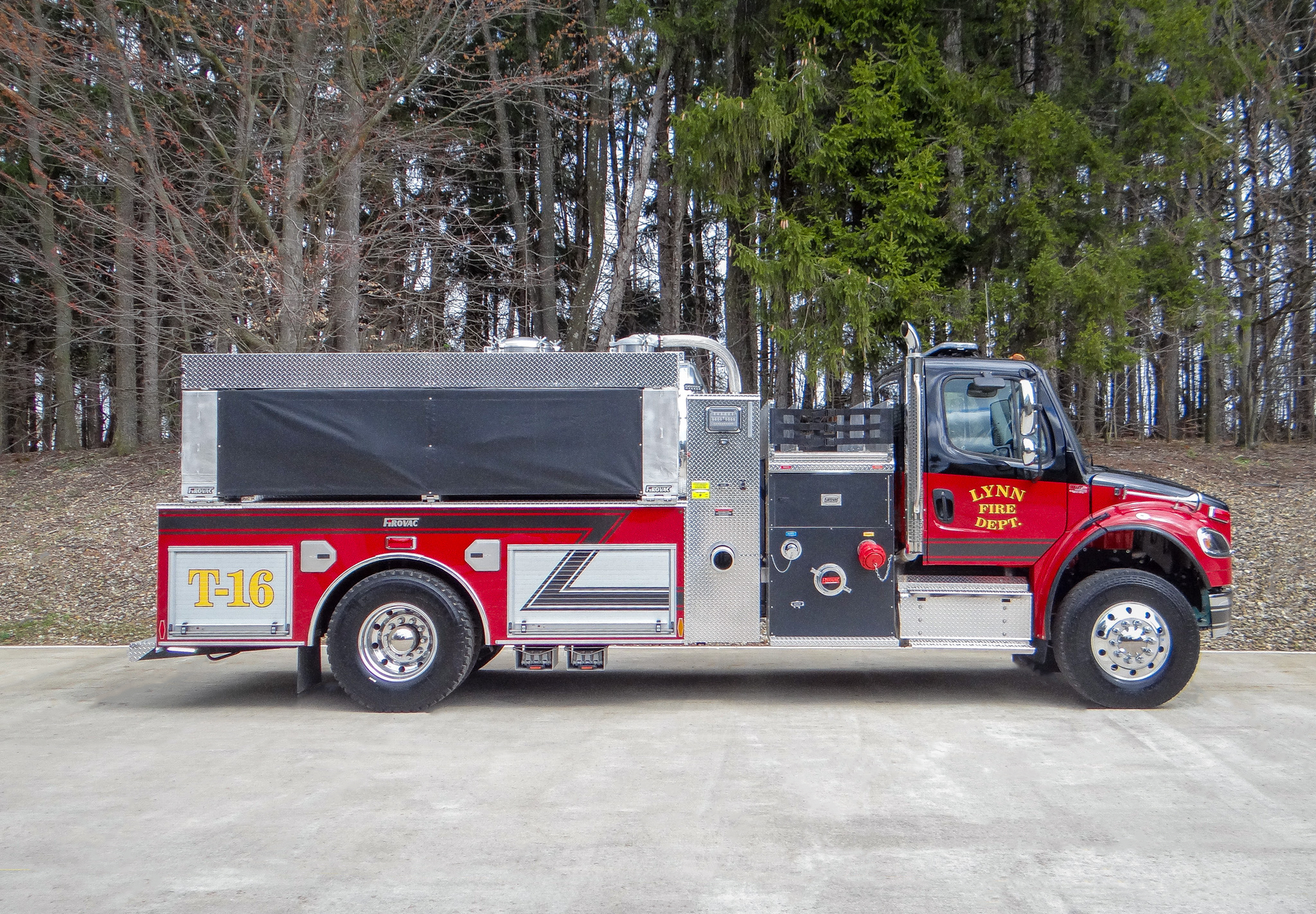 2024 Freightliner M2 106, Cummins L9 360HP, 2100 Gallon Hawk QP, Darley 1250GPM Fire Pump, Firovac Power Double Portable Tank Bracket.