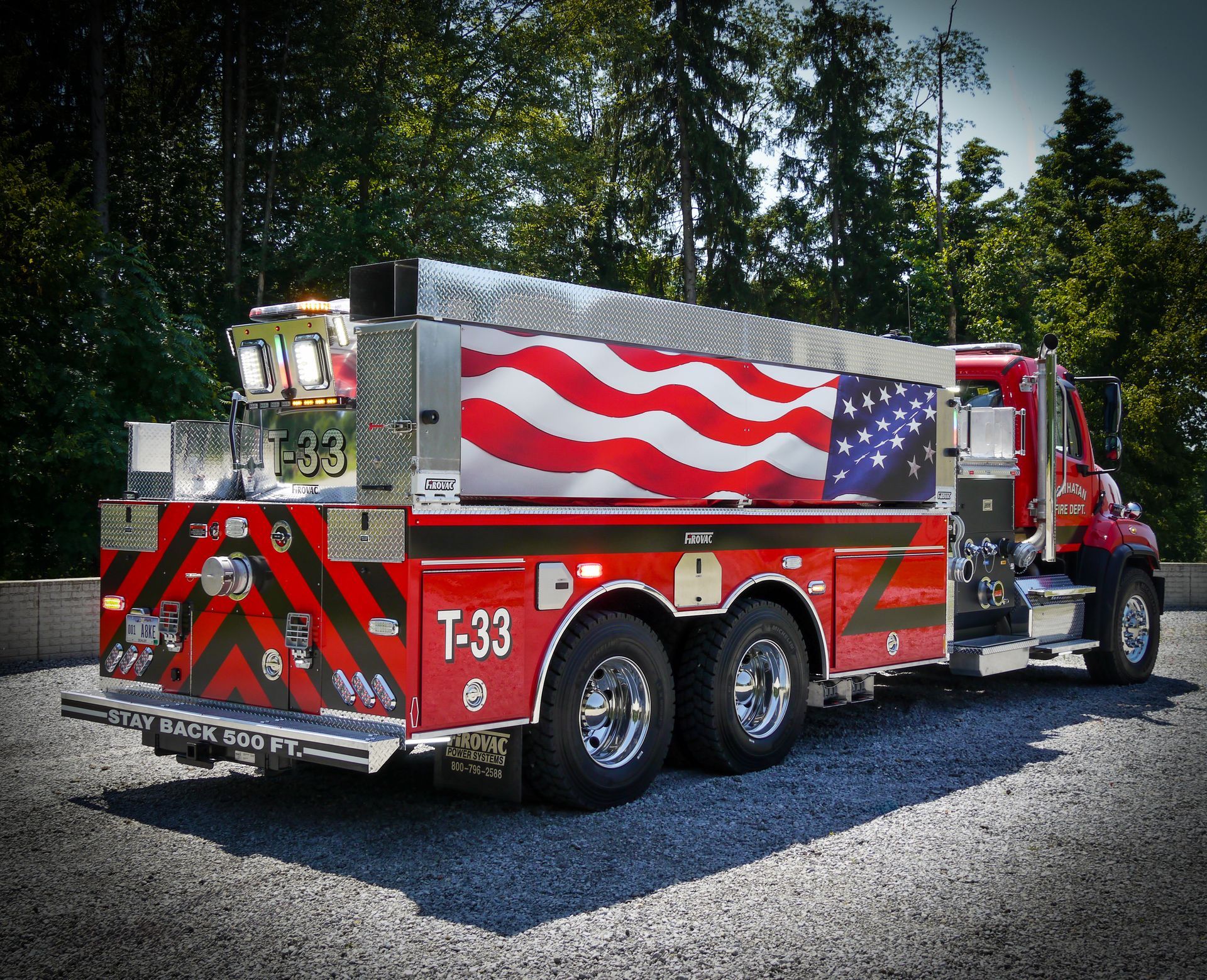 2025 Freightliner 114SD Plus, Cummins X12 500HP, 2600 Gallon Hawk QP, Darley 1500GPM Fire Pump, Firovac Power Double Portable Tank Bracket.