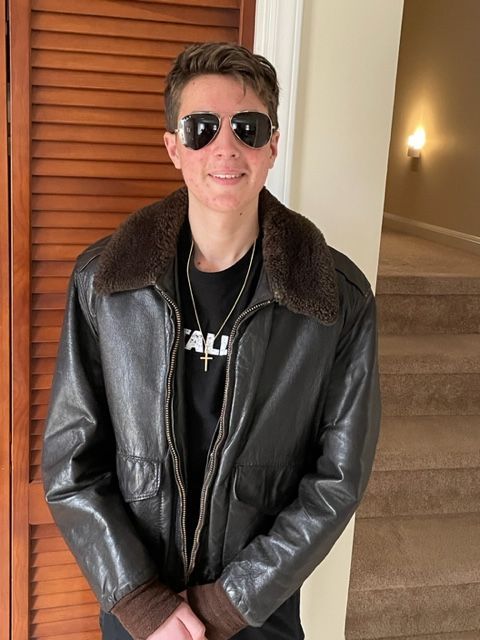 LBF Hero Junior wearing bomber jacket