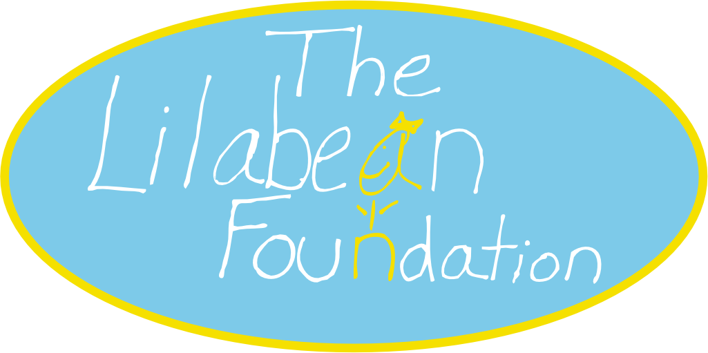 The Lilabean Foundation logo with blue background, yellow border and white text
